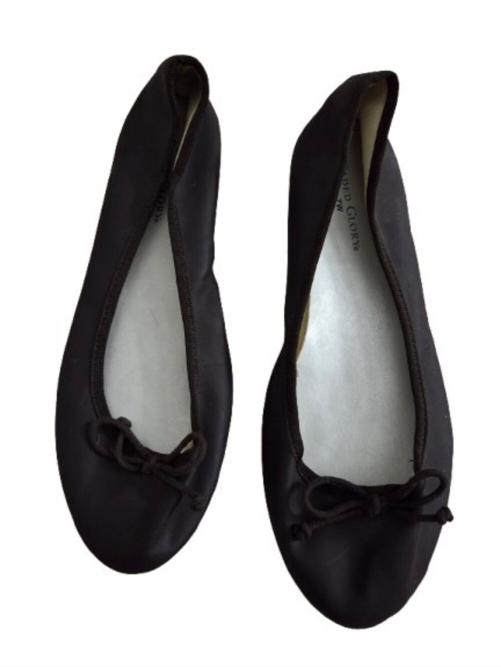 Faded Glory dark brown ballet flats With Bow, 7w. EUC.